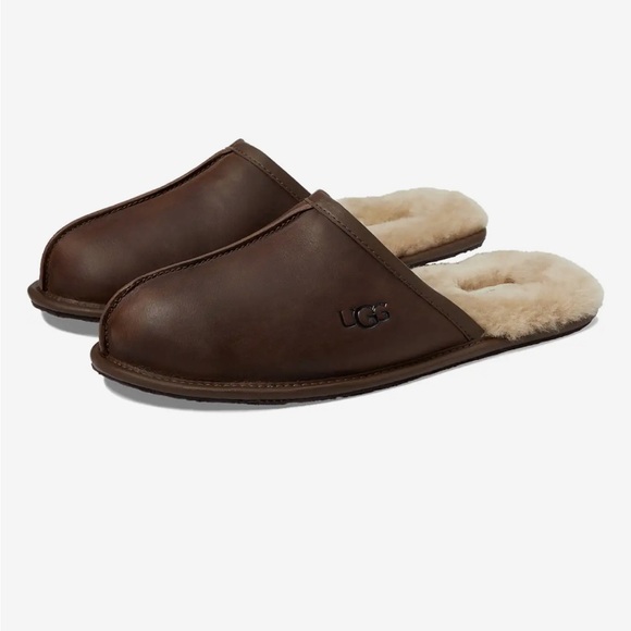 Genuine UGG Men’s Scuff Chestnut Leather Slippers Men’s Size 11 Shearling insole - Picture 1 of 10